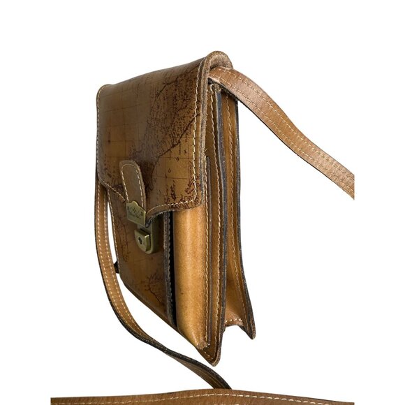 Patricia Nash Leather Crossbody Bag With Map Print Brass Hardware - Picture 7 of 9